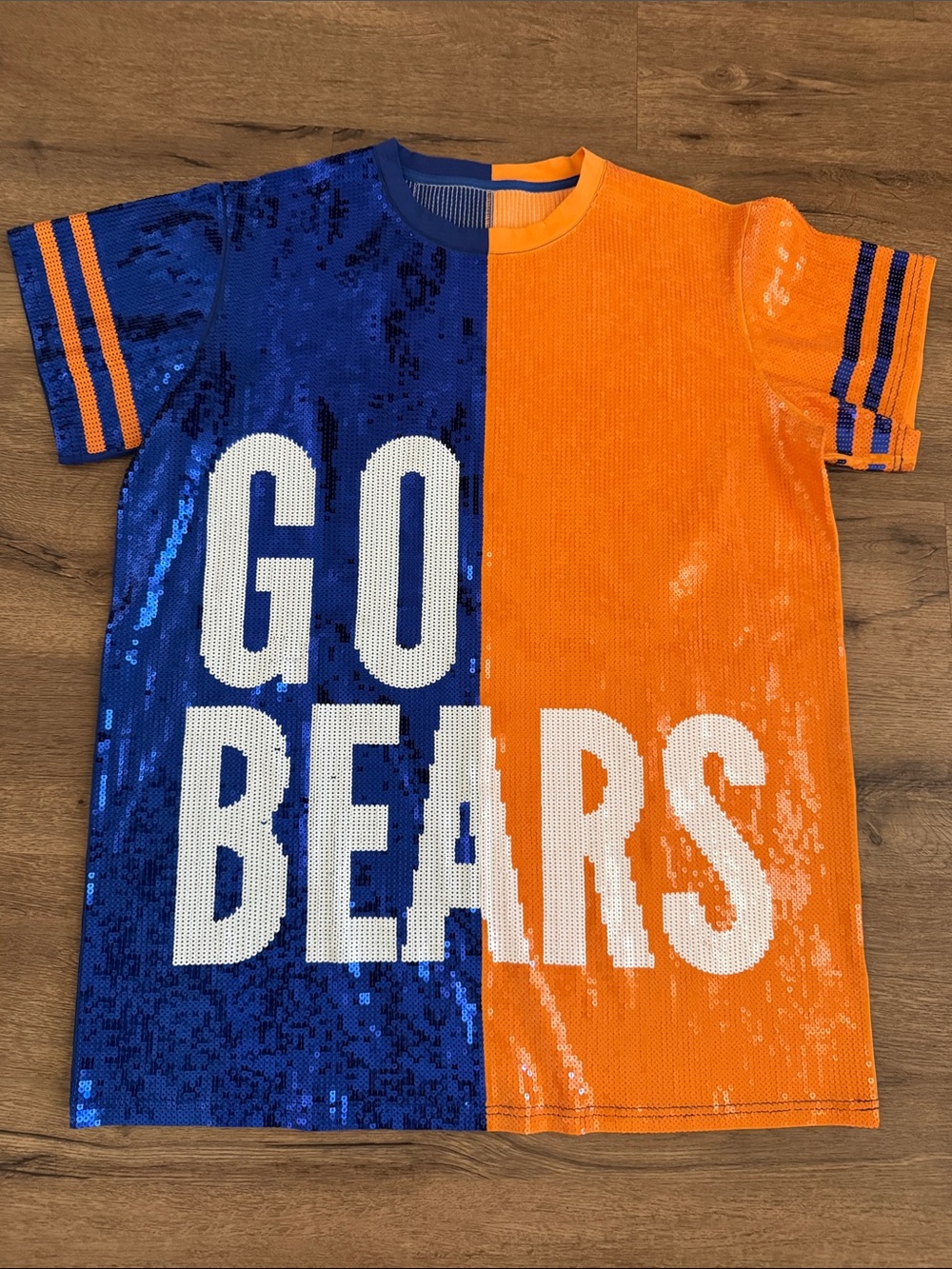 QUEEN OF SPARKLES Blue & Orange Sequin Split